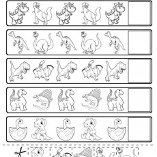 Dinozorlar ile Deseni Tamamlama Çalışması: 5 Dinozor ve 3 İki Yaratık Kategorisi