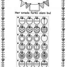 Her Sırada Farklı Olanı Bul - Eğitsel Aktiviteler için Görsel Materyal