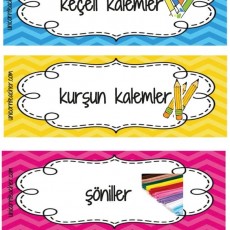 Yazı Araçları Etiketleri: Keçeli Kalemler, Kurşun Kalemler ve Şöniller - Eğitim Materyali