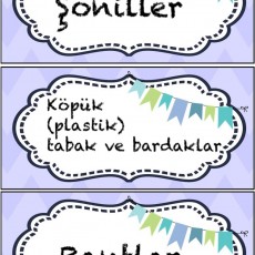 Eğitsel Materyal: Şöniller, Köpük Tabak ve Bardaklar, Bantlar
