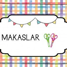 Makaslar - Renkli Makaslar İçin Etiket - Eğitim Materyali