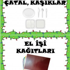 Plastik Tabak, Çatal, Kaşıklar ve El İşi Kağıtları