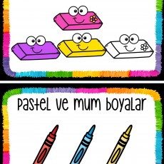 Silgiler ve Pastel Mum Boyalar - Eğitici Çizim Materyali