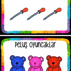 Damlalıklar ve Peluş Oyuncaklar Eğitimi: 3 Damlalık ve 3 Renkli Peluş Ayı