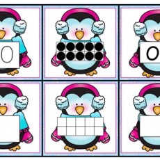 Penguin-Themed Educational Flashcards: Numbers and Vocabulary (1 On 10)