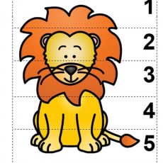 Eğitici Lion Resmi ve Rakamlar: 1, 2, 3, 4, 5