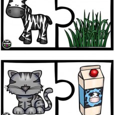 Eğlenceli Hayvanlar ve Süt Temalı Eğitim Materyali - Zebra, Kedi, Ot ve Süt Kartonu
