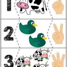 Hayvanlar ve Sayılar: 1 İnek, 2 Ördek, 3 İnek - Eğitim Materyali