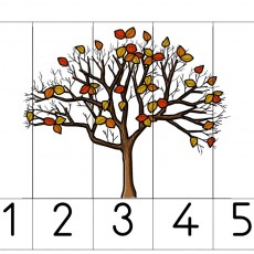 Colorful Autumn Tree with Number Identification (1 1, 2 2, 3 3, 4 4, 5 5)
