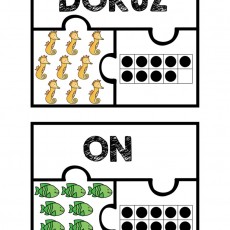 DOKUZ VE ON SAYILARI ÖĞRENME GÖRSELİ - DOKUZ (9) SEAHORSES VE ON (10) YEŞİL BALIK