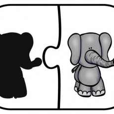 Puzzle with Elephant Image and Silhouette - Educational Visuals