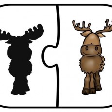 Moose Puzzle Shadow Matching Activity - Eğitsel Materyal