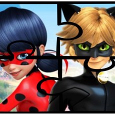 İki Karakterli Çizgi Film Puzzle: 1 (Bir) Parça - Kedi Adam ve Uğur Böceği Çizgi Film Kahramanları