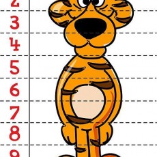 Eğlenceli Sayılarla Kaplan Şablonu - 1 ile 10 Arası Rakamlar