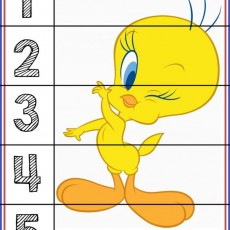 Eğitici Sıfırdan Beşe Sayma Kartı: Tweety Kuşu ve Rakamlar 1-5