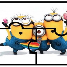 Eğlenceli Minyonlar Puzzle - 3 Minyon Karakteri, 3 Renkli Tişört, 1 Dondurma