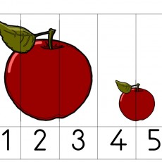 Kırmızı Elma Sayma Kartı: 1, 2, 3, 4, 5