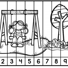 Çocuklar için Eğlenceli Boyama Sayfası: Salıncak ve Oyun Parkı (1-10 Rakamları)