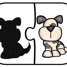Eğlenceli Puzzle Silueti ile Köpek Öğrenme Materyali