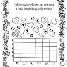 Kalp Sayma ve Grafik Tamamlama Etkinliği - Sayılar 1 ile 6 Arası