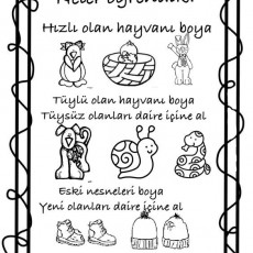 Hayvan ve Eşyaları Boyama Eğitimi: Hızlı, Tüylü, Tüyüz, Eski ve Yeni Öğrenimi