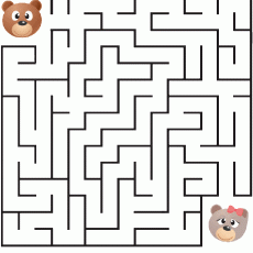 Bears Maze Game: Educational Activity with Cute Bear Illustrations (2 Bears)