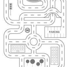 Yol Haritası ve Trafik Eğitim Materyali: 50 Hız Limiti ile Park Alanı