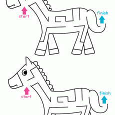 Zebra Labirenti: 2 Farklı Yol Seçeneği ile Renkli Çizim Öğretici Aktivite