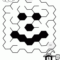 Halloween Maze Activity for Kids: Navigate from Start to Finish with Witch and Pumpkin Characters