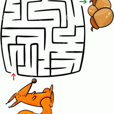 Maze Game for Kids: Help the Fox Collect 2 (İki) Acorns - Eğitici Bulmaca Etkinliği