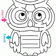 Owl Maze Activity for Kids: Navigate from START to FINISH