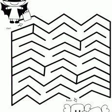 Zigzag Labyrinth Game for Kids: Start and Finish with Cute Characters
