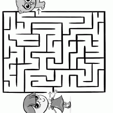 Maze Puzzle with Cat and Girl - 1 (One)