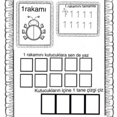 1 Rakamı Öğrenme Etkinliği: 1 Rakamının Yazılması ve Tamamlanması