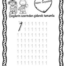 Eğitici Çalışma Sayfası: 1 Rakamı Yazım Alıştırması