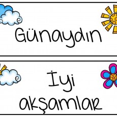 Günaydın ve İyi Akşamlar Kartları - Renkli Güneş ve Çiçek Motifleriyle Eğitici Materyal
