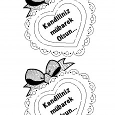 Kandil Kutlama Kartı - İki Kalpli Tasarım