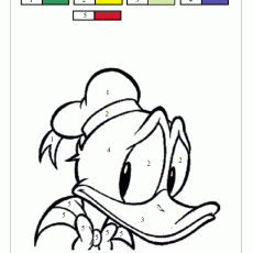 Donald Duck Renkli Çizim Çalışma Sayfası - Sayılarla Boyama Etkinliği