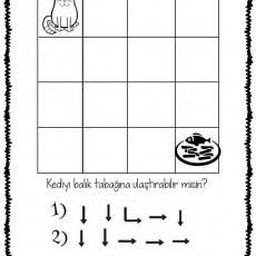 Kedi ve Balık Tabakası Yolu Bulmaca - 3x3 Kodlama Görevleri
