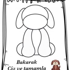 Köpek Çizim Eğitim Materyali - Bakarak Çiz ve Tamamla