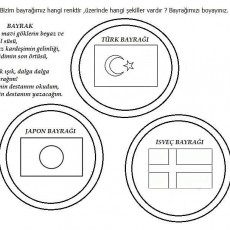 Bayrak Çizim Eğitim Materyali - Türk, Japon ve İsveç Bayrakları