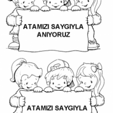 Çocukların Elinde Atatürk'e Saygı İfade Eden Afişler - Eğitim Materyali