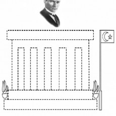 Atatürk Anıtı ve Türk Bayrağı Kontur Çizimi