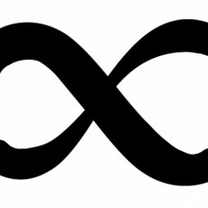 Infinity Symbol with Two Silhouettes: Concept of Endless Reflection