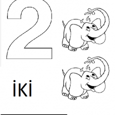 İki Fil ile Sayı Öğrenme Materyali (2 - İki)