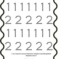 1 ve 2 Sayıları ile Noktalı Yazma Egzersizi