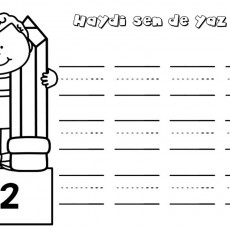 Çocuklar İçin Yazma Alıştırması - 2 Sayısı ve Kalem Teması