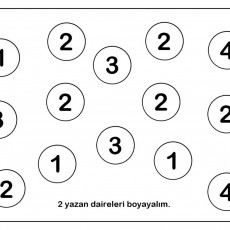 Sayıları Boyama Etkinliği - 1, 2, 3 ve 4