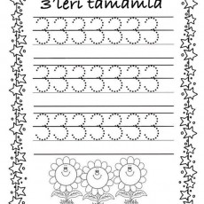 3'lerin Tamamlanması Çalışma Sayfası - Eğitici Materyal