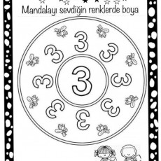 Renkli Boyama Aktivitesi: 3 ve Arı Temalı Mandala